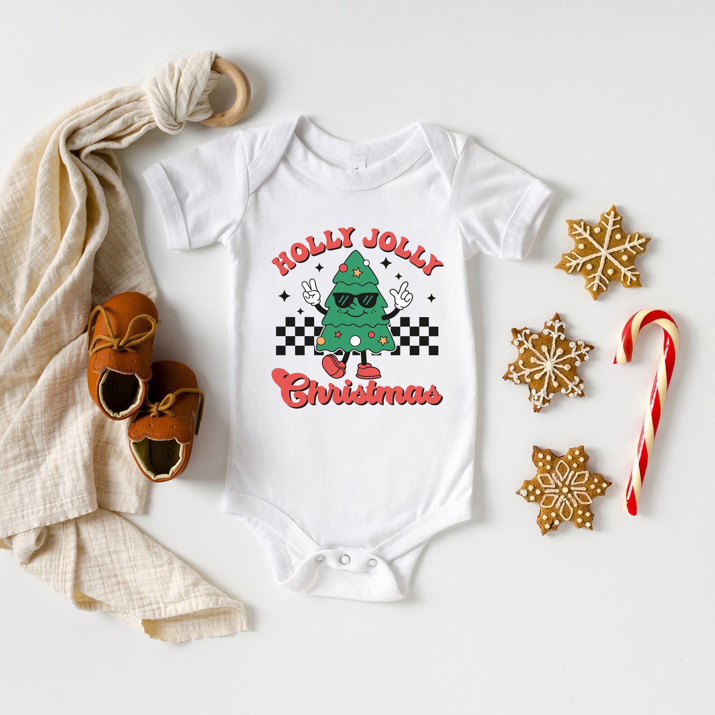 Holly Jolly Christmas Tree | Baby Graphic Short Sleeve Onesie