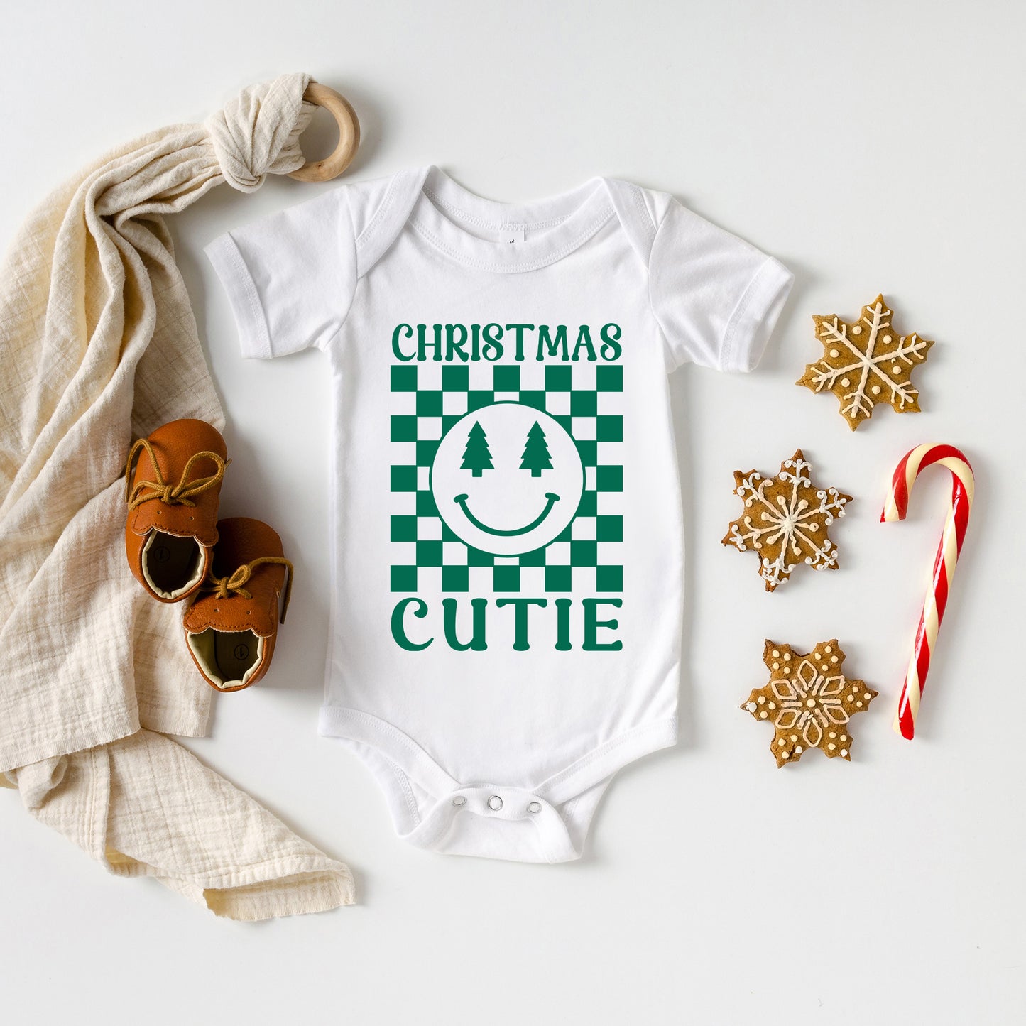 Christmas Cutie Checkered | Baby Graphic Short Sleeve Onesie