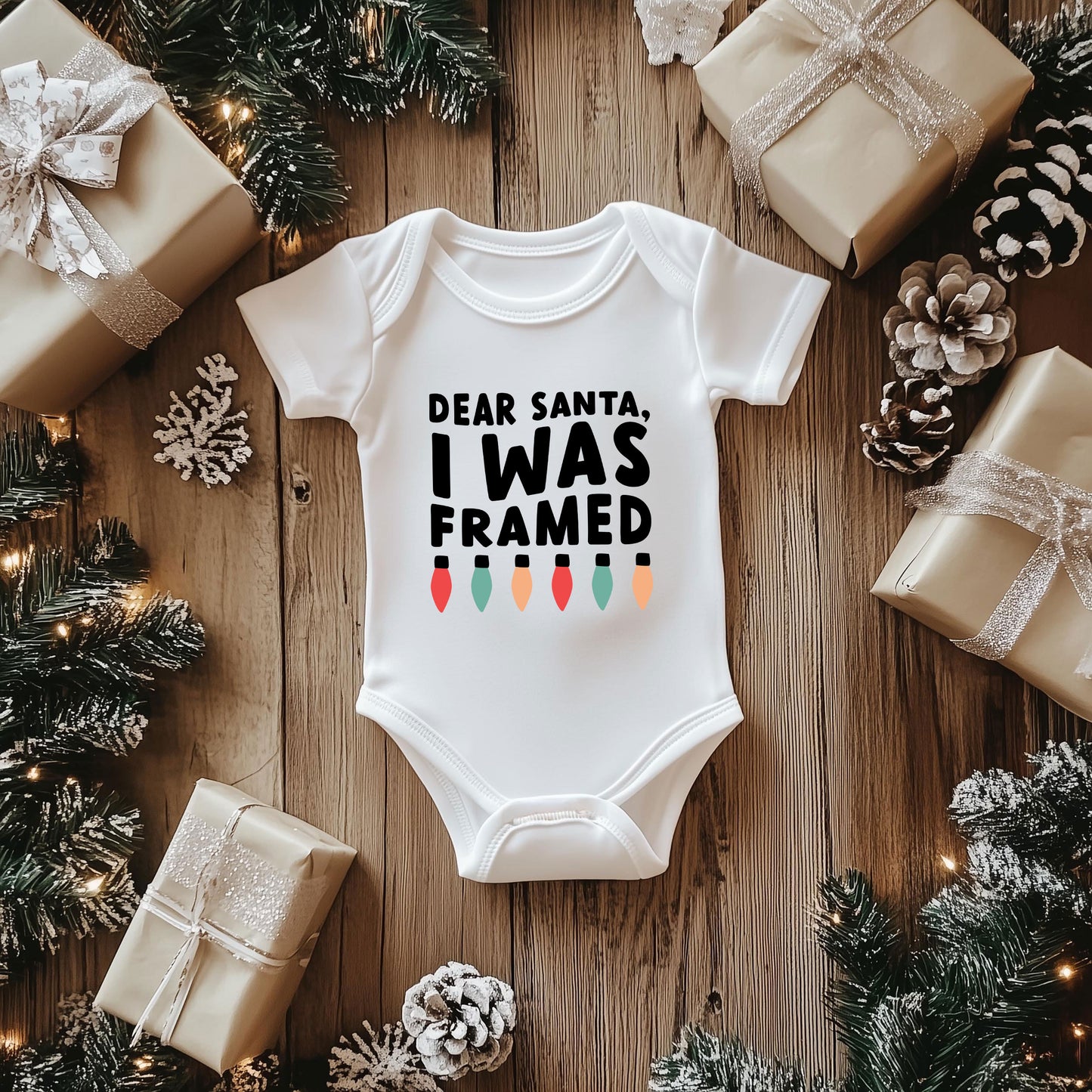 I Was Framed Lights | Baby Graphic Short Sleeve Onesie