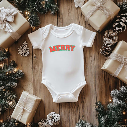 Merry Varsity | Baby Graphic Short Sleeve Onesie