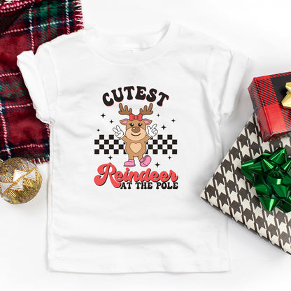 Cutest Reindeer At The Pole | Toddler Graphic Short Sleeve Tee