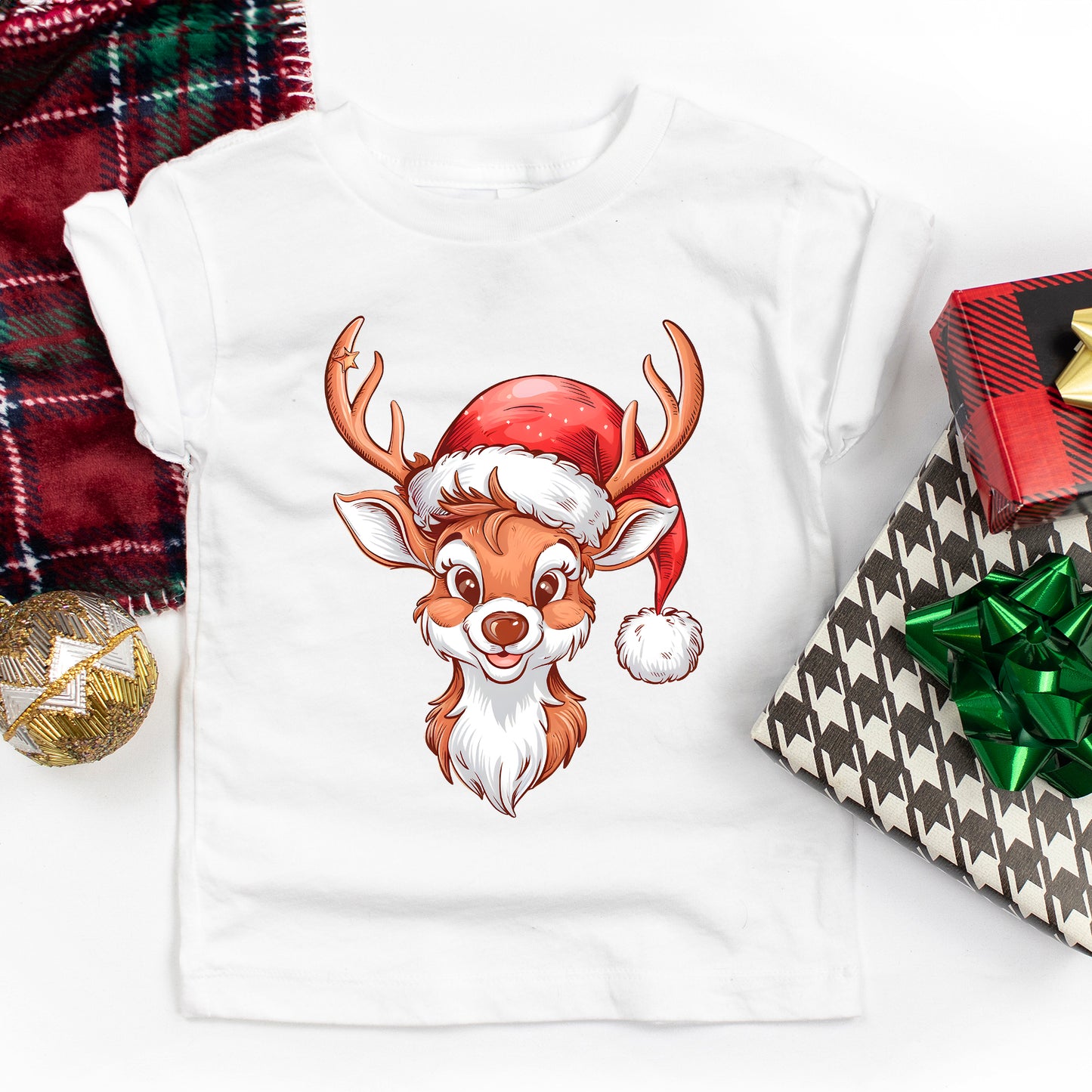 Cute Reindeer Head | Youth Graphic Short Sleeve Tee