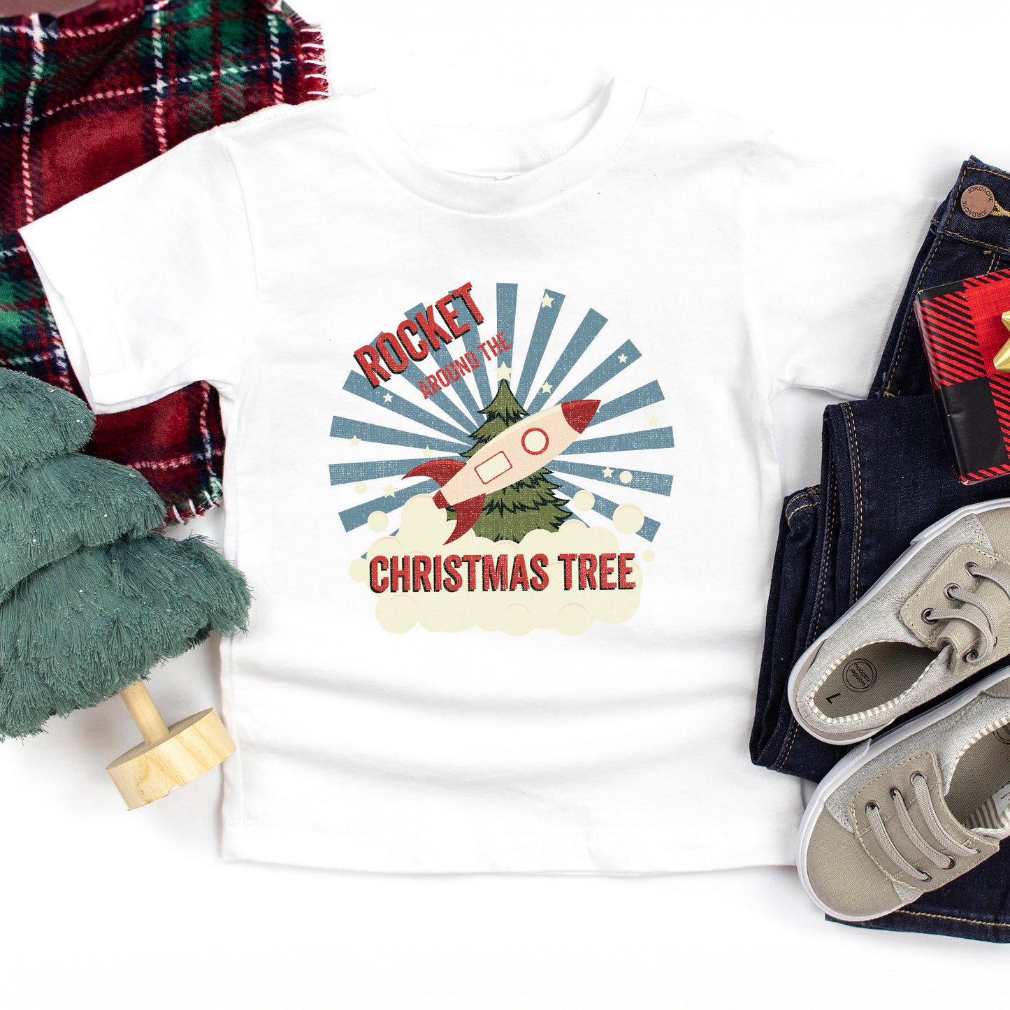 Rocket Around The Christmas Tree | Youth Graphic Short Sleeve Tee