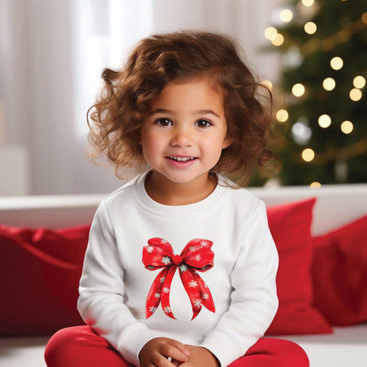 Coquette Christmas Snowflake Bow | Toddler Graphic Sweatshirt