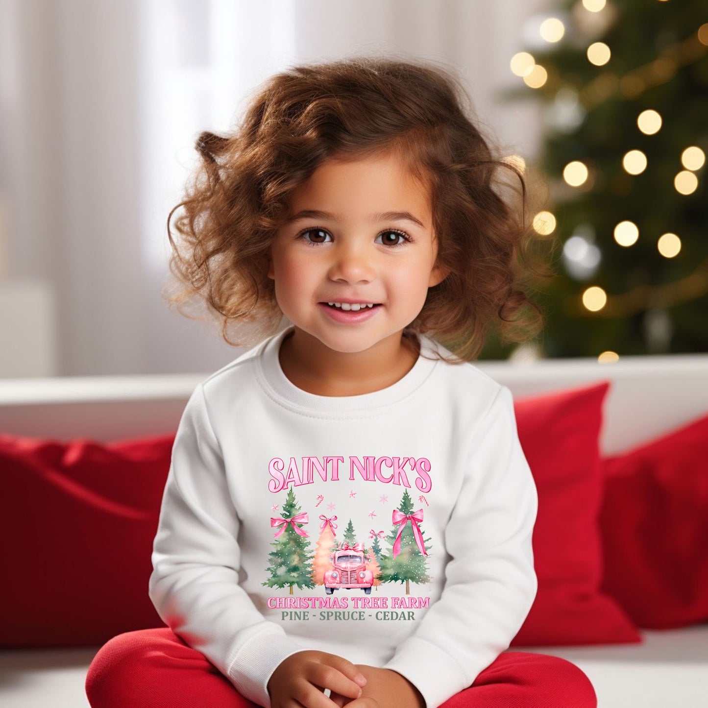 Coquette St. Nick's Tree Farm | Toddler Graphic Sweatshirt