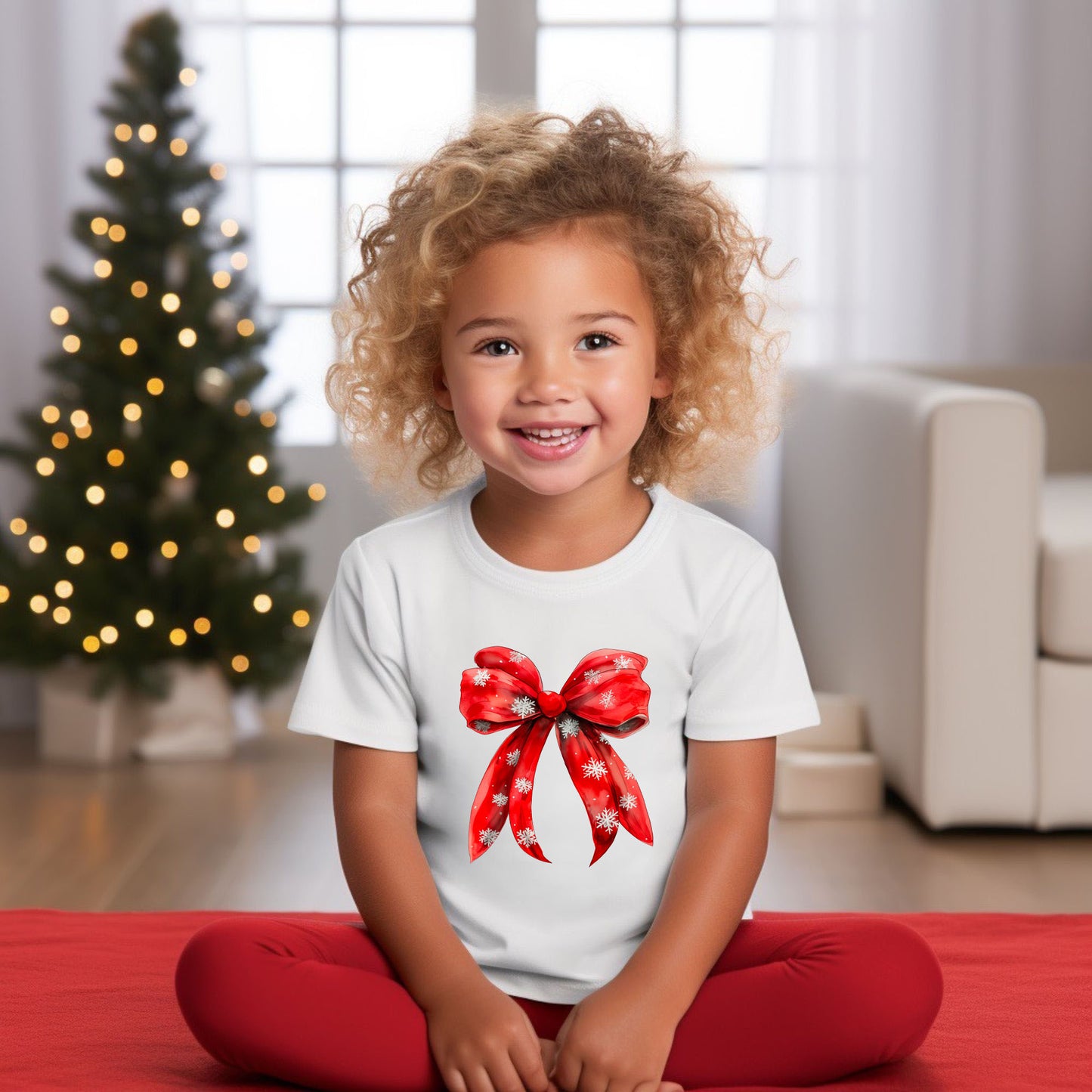 Coquette Christmas Snowflake Bow | Toddler Graphic Short Sleeve Tee