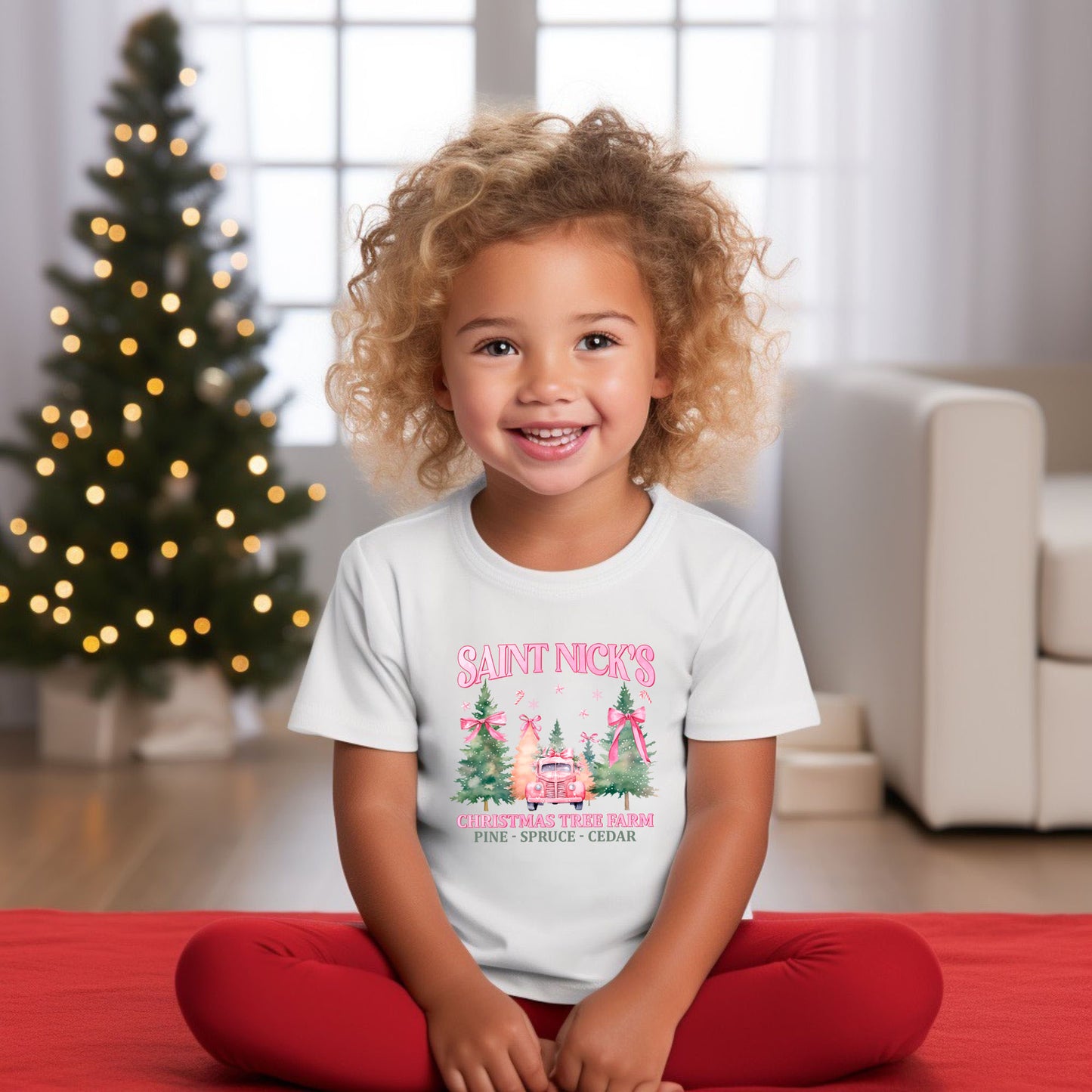 Coquette St. Nick's Tree Farm | Toddler Graphic Short Sleeve Tee