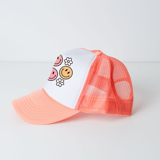 Groovy Flower Smiley Face | Youth Foam Trucker Hat