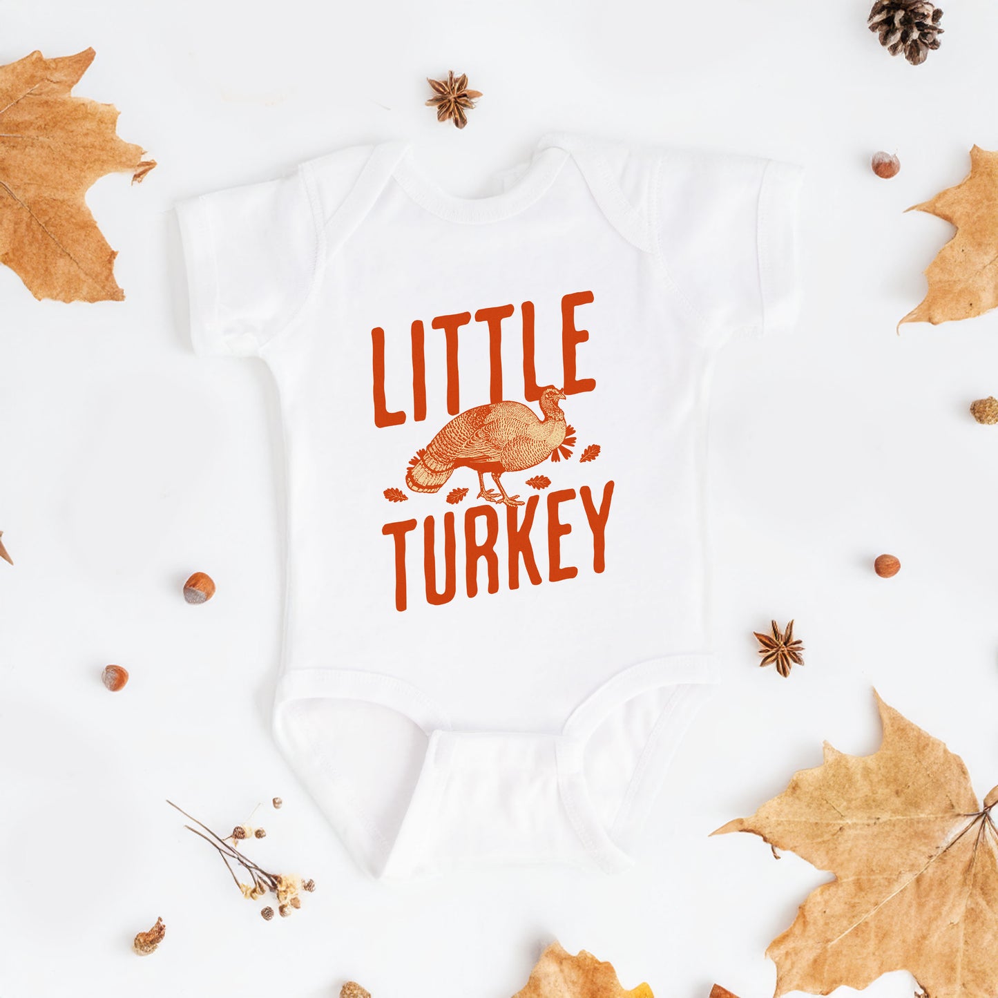 Little Turkey Orange | Baby Graphic Short Sleeve Onesie