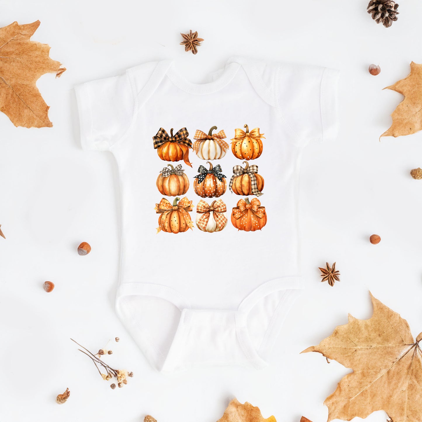 Coquette Fall Pumpkin Chart | Baby Graphic Short Sleeve Onesie