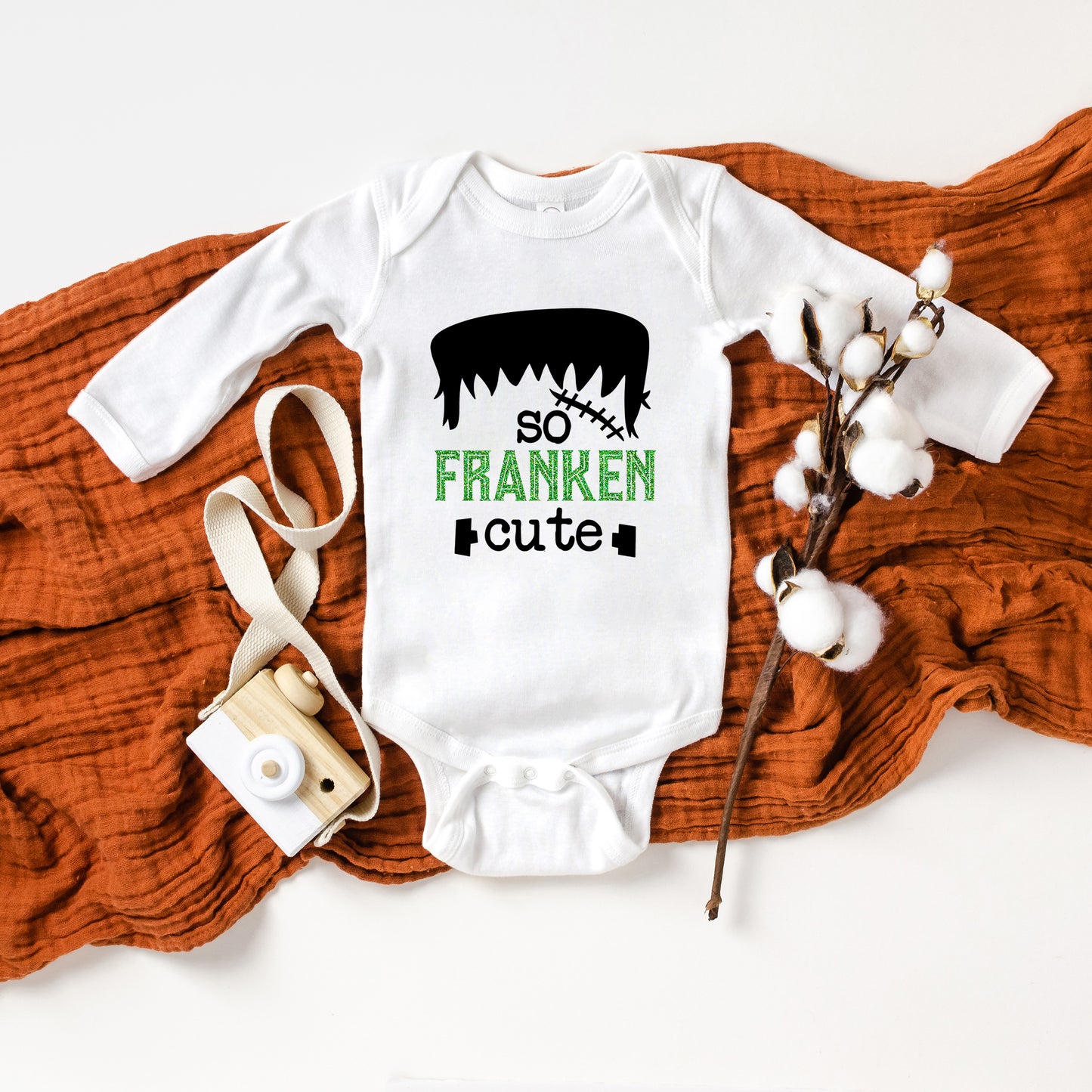 So Franken Cute Glitter | Baby Graphic Long Sleeve Onesie