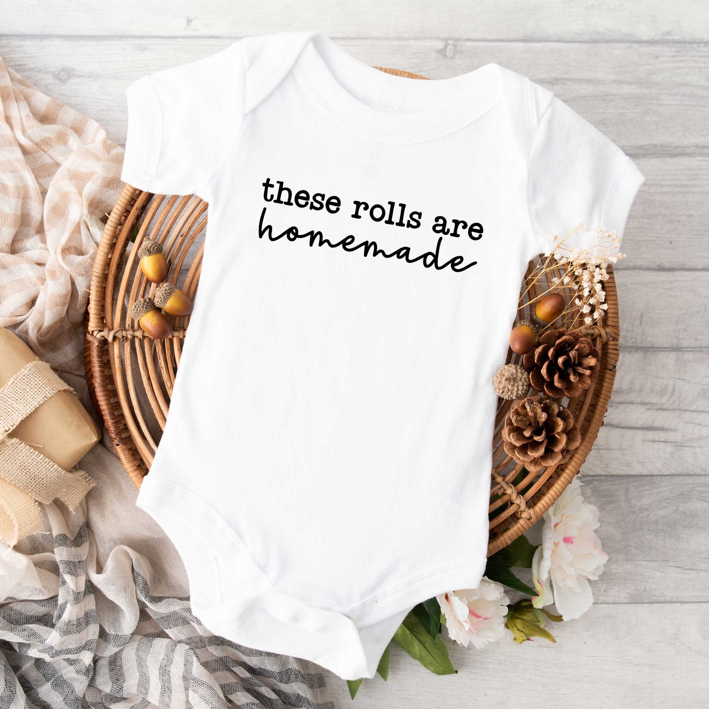 These Rolls Are Homemade | Baby Graphic Short Sleeve Onesie