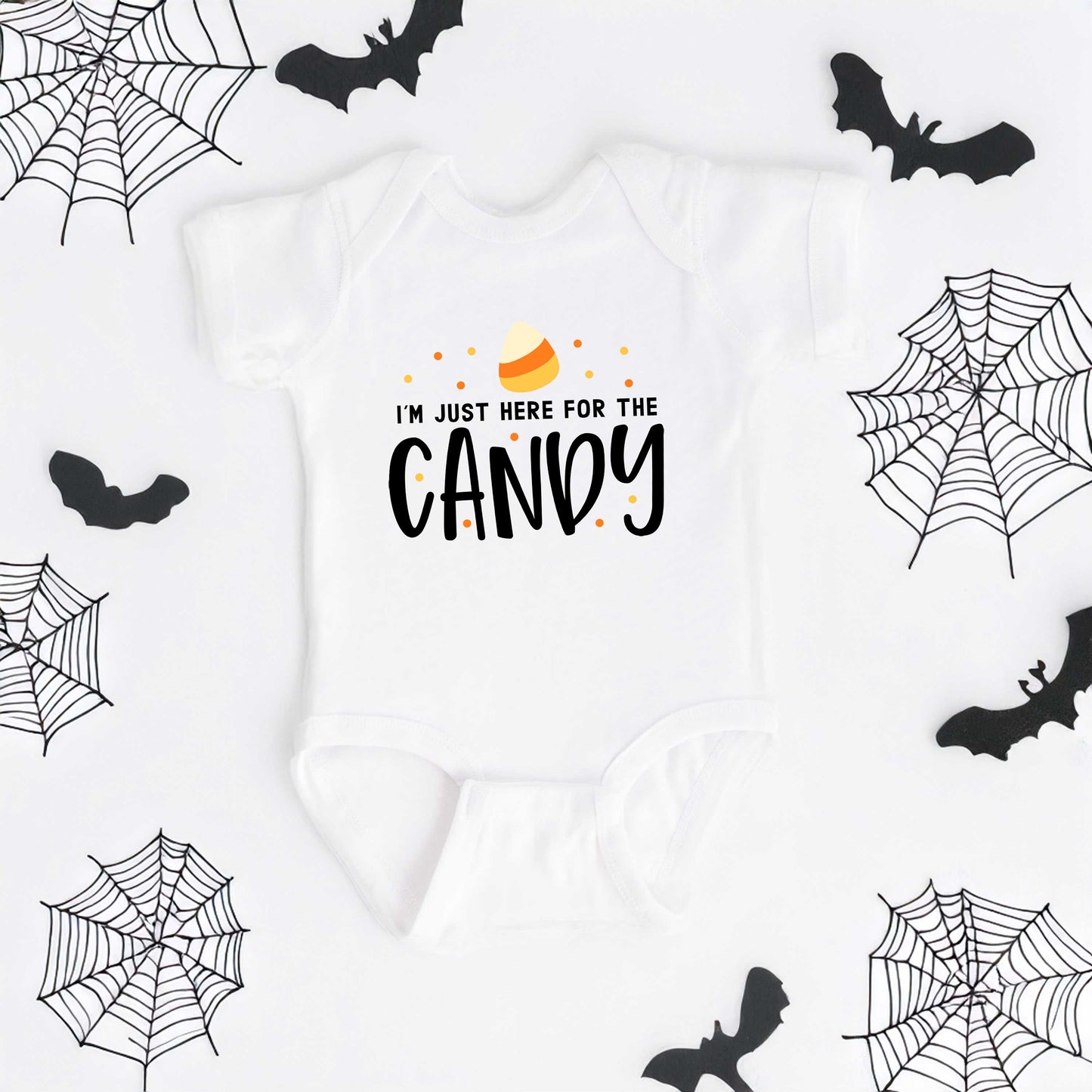 Here For The Candy | Baby Graphic Short Sleeve Onesie