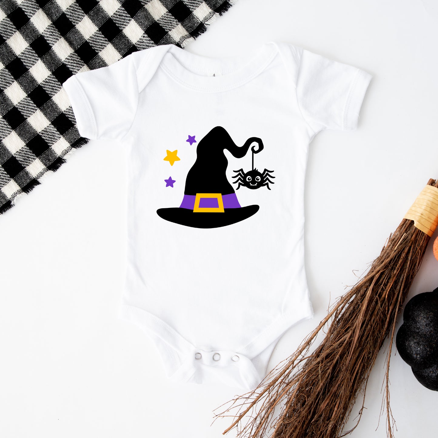 Witch And Spider | Baby Graphic Short Sleeve Onesie