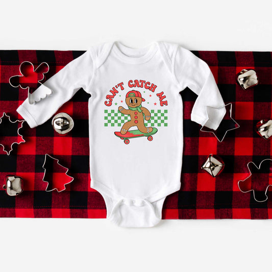 Gingerbread Man Skateboard | Baby Graphic Long Sleeve Onesie