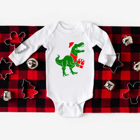 Dino Present | Baby Graphic Long Sleeve Onesie