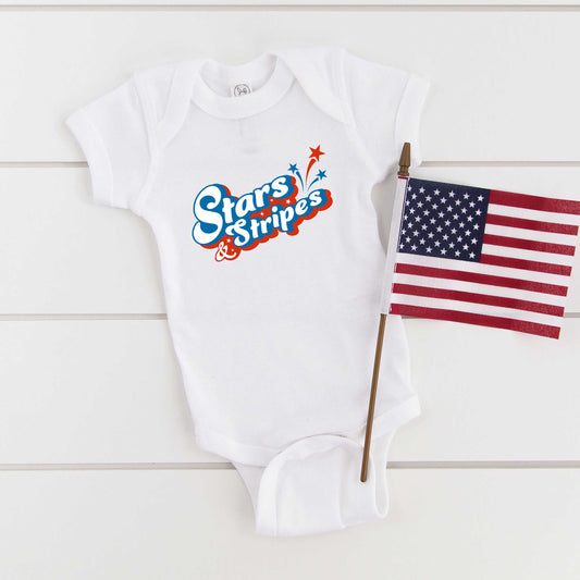 Stars and Stripes Firework | Baby Graphic Short Sleeve Onesie