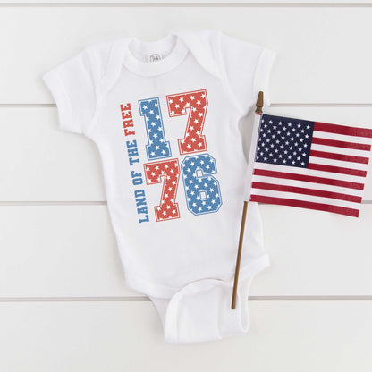 Land Of The Free Retro Stars | Baby Graphic Short Sleeve Onesie