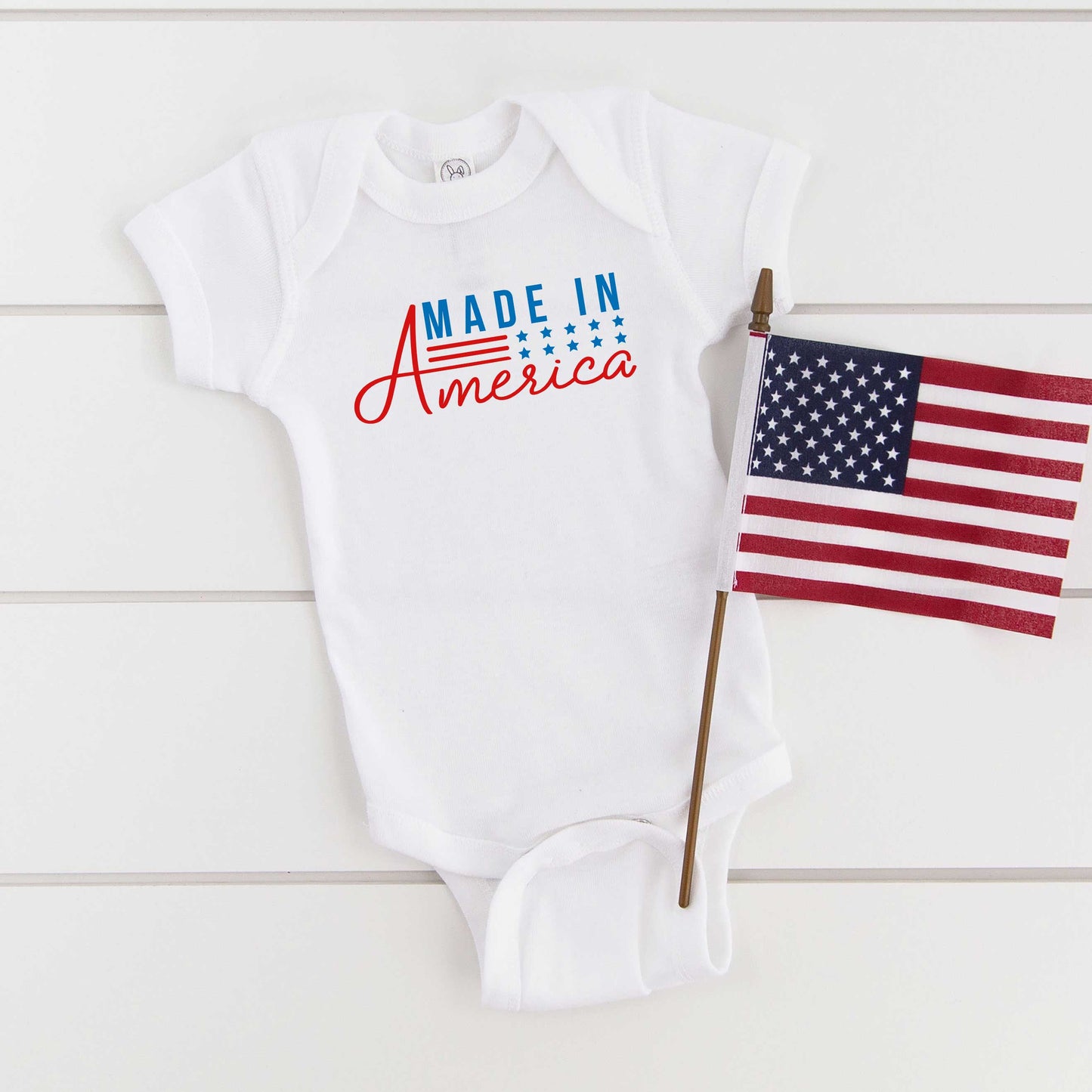 Made In America Stars And Stripes | Baby Graphic Short Sleeve Onesie