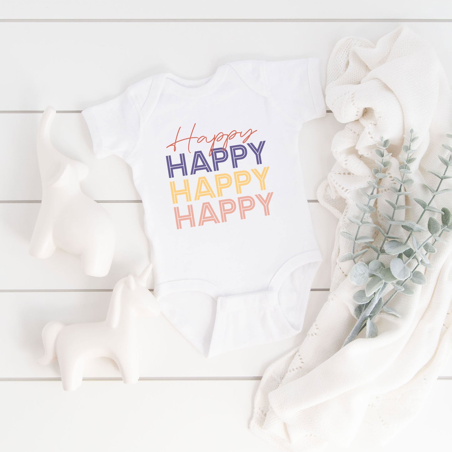 Happy Stacked | Baby Graphic Short Sleeve Onesie