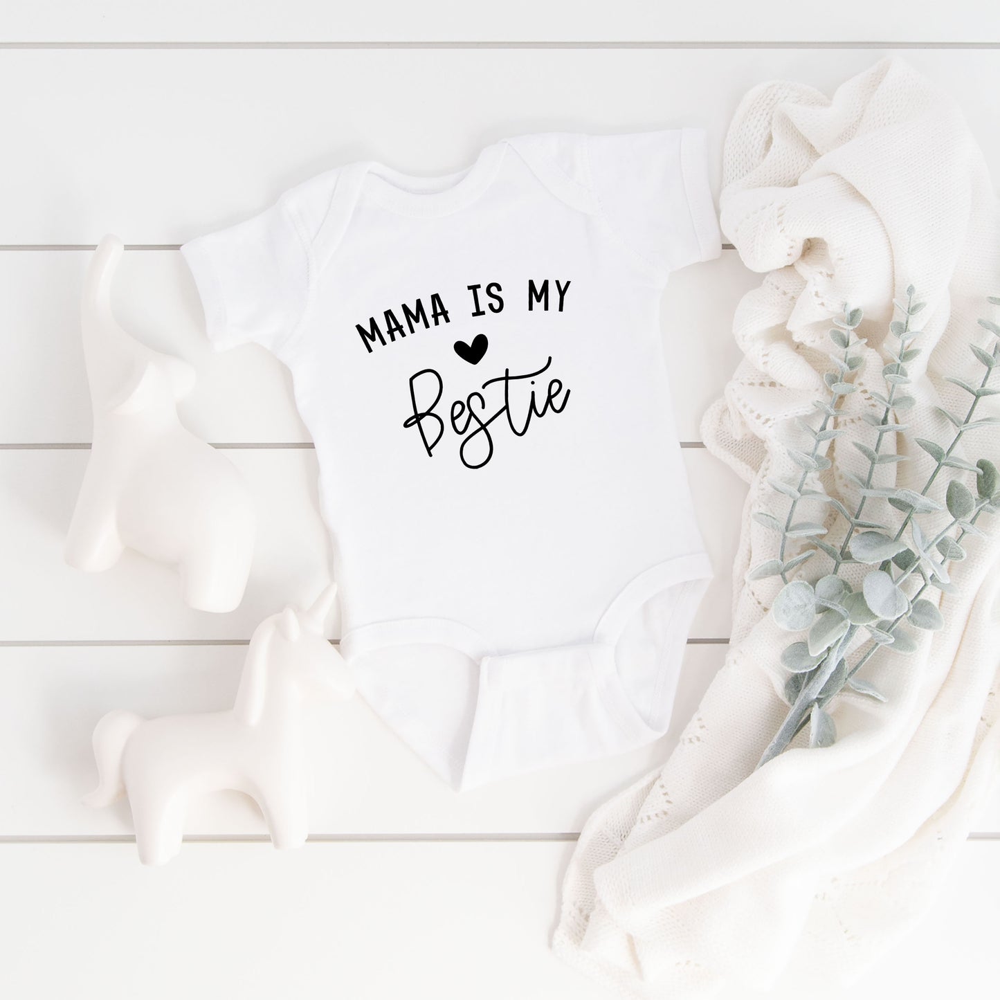 Mama Is My Bestie | Baby Graphic Short Sleeve Onesie