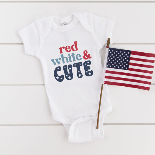 Red White And Cute Stars | Baby Graphic Short Sleeve Onesie