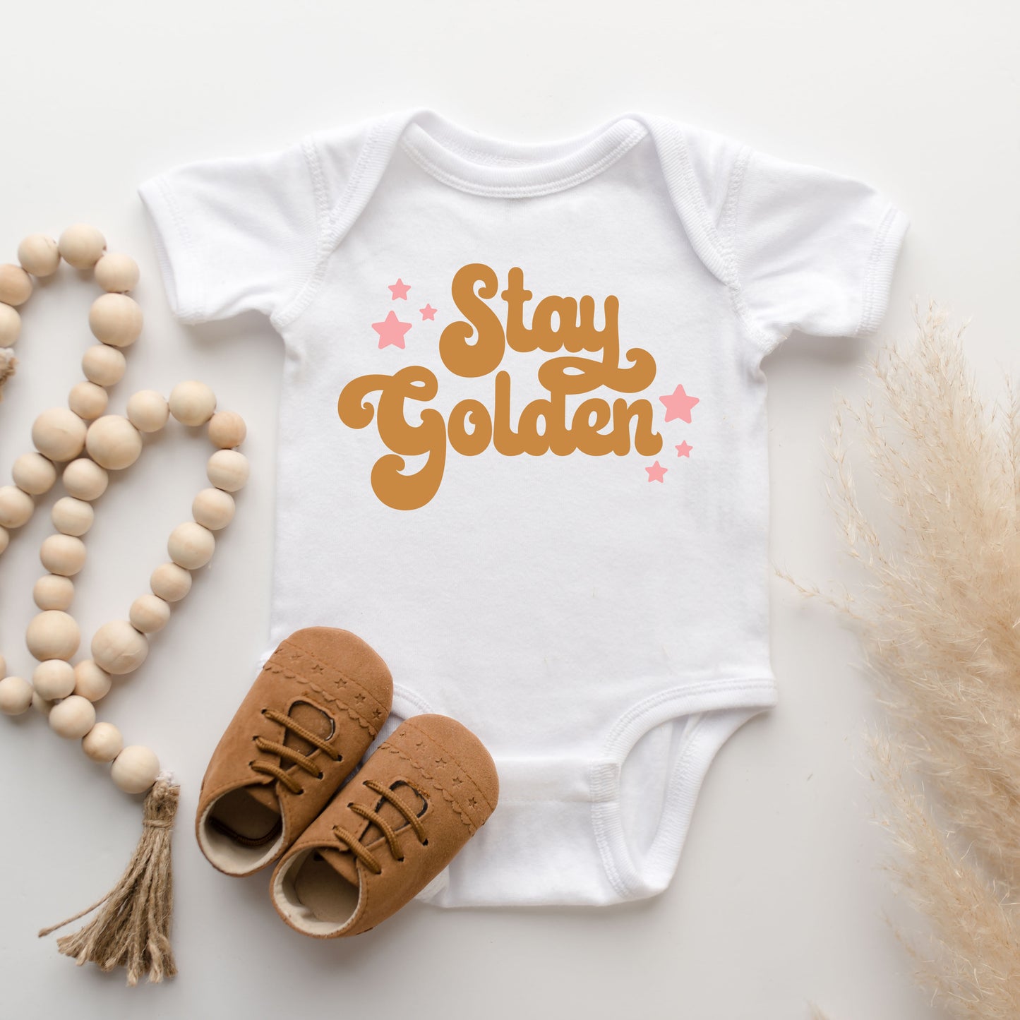 Stay Golden Stars | Baby Graphic Short Sleeve Onesie