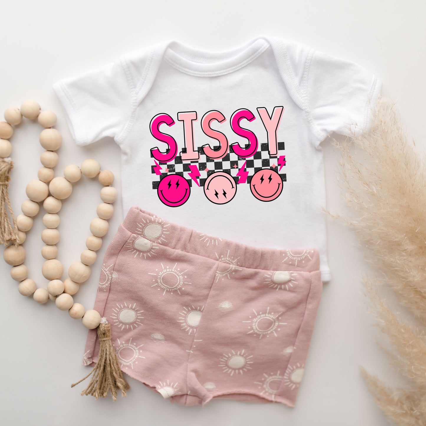 Sissy Checkered | Baby Graphic Short Sleeve Onesie