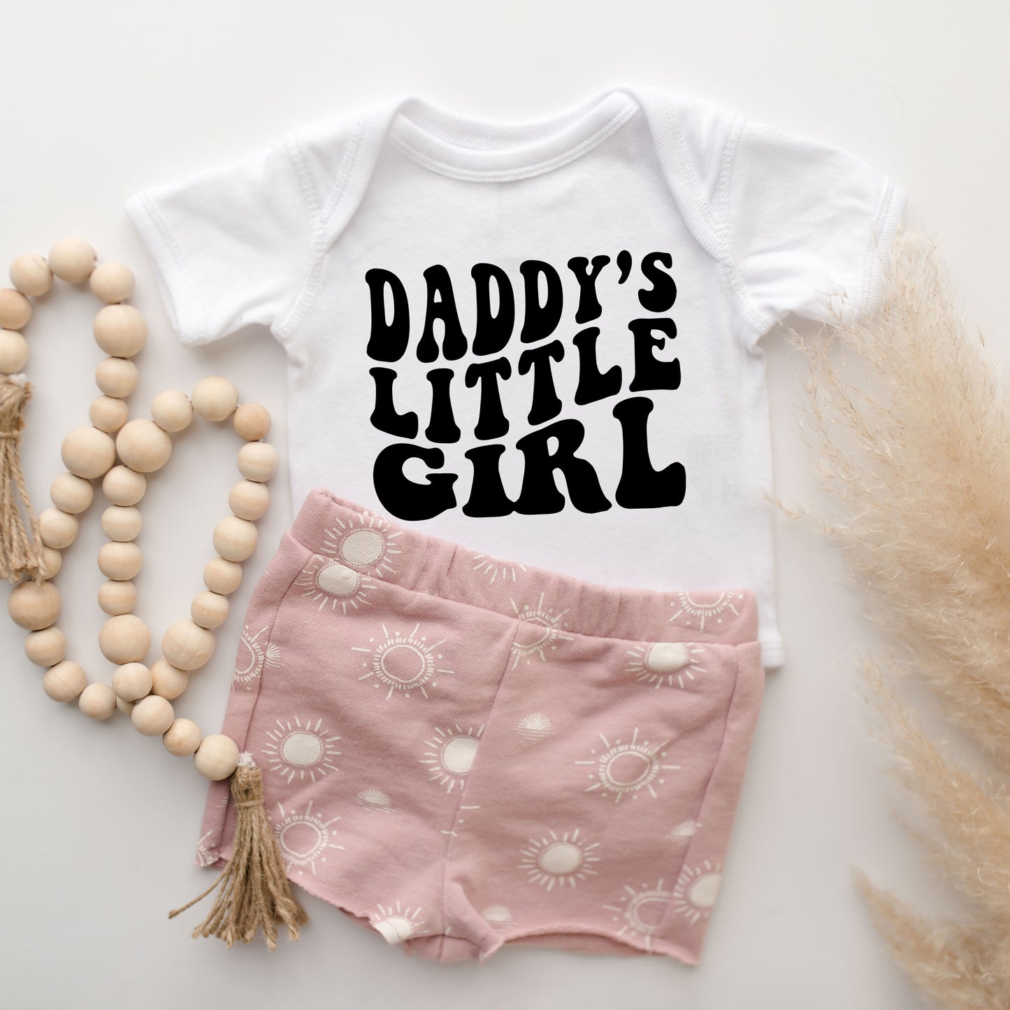 Daddy's Little Girl Wavy | Baby Graphic Short Sleeve Onesie