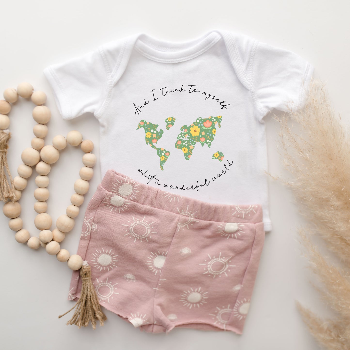 What A Wonderful World | Baby Graphic Short Sleeve Onesie