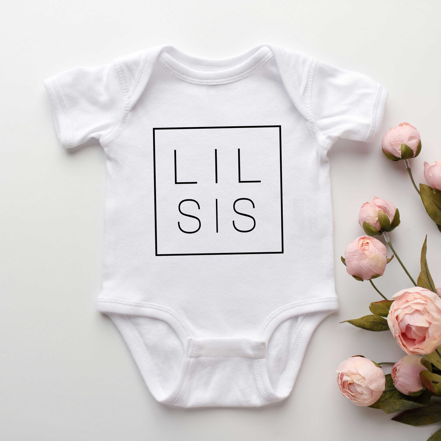 Lil Sis Square | Baby Graphic Short Sleeve Onesie