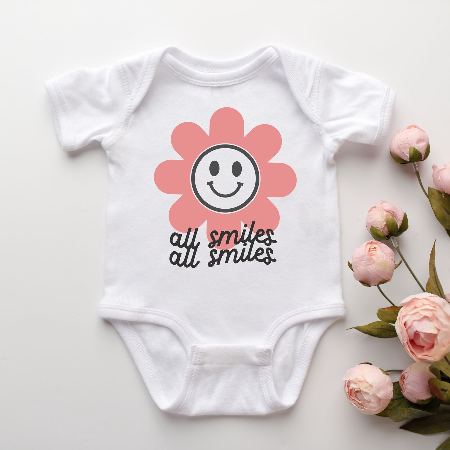 All Smiles Flower | Baby Graphic Short Sleeve Onesie