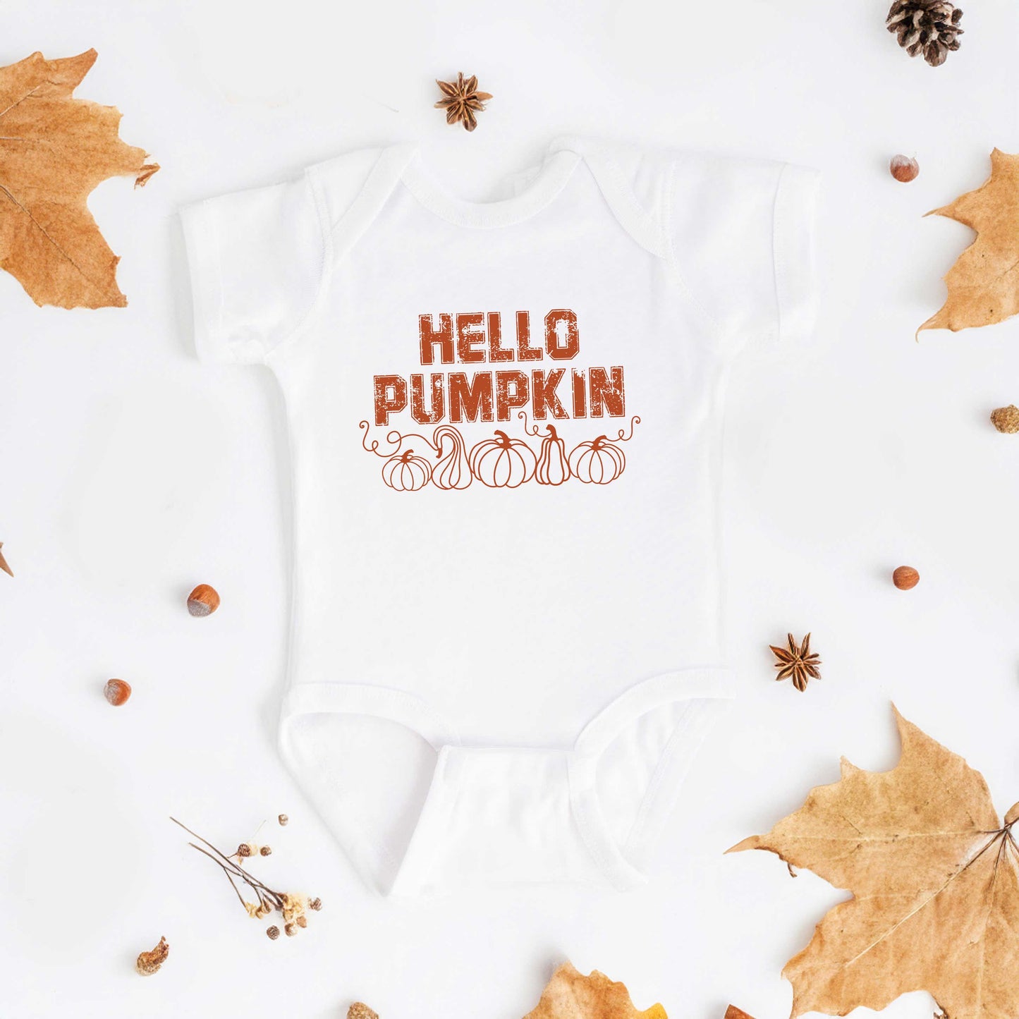 Hello Pumpkin Distressed | Baby Graphic Short Sleeve Onesie