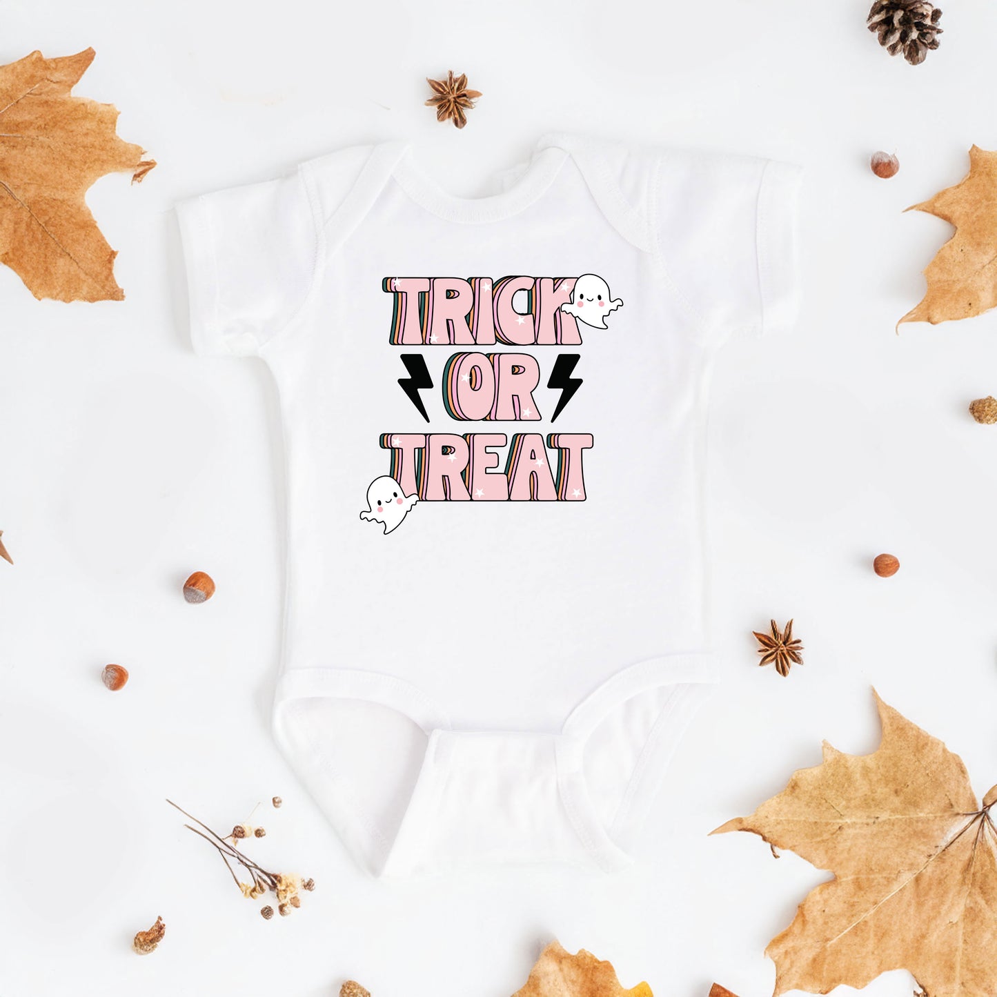 Trick Or Treat Lightning Bolt | Baby Graphic Short Sleeve Onesie