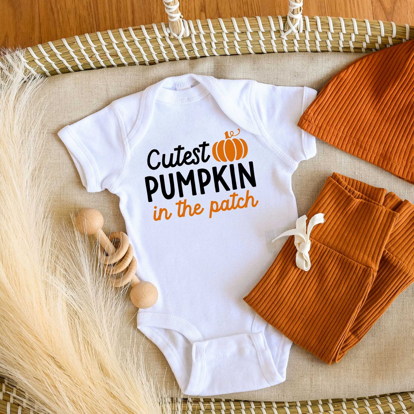 Cutest Pumpkin In The Patch Colorful | Baby Graphic Short Sleeve Onesie