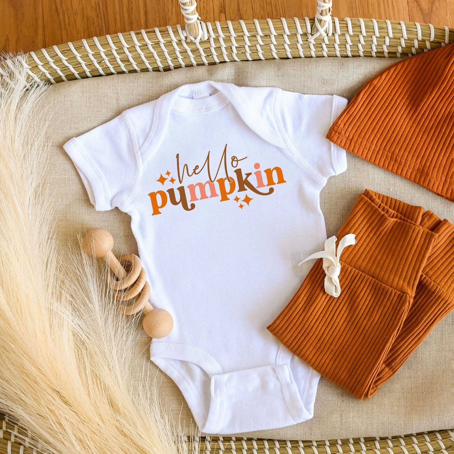 Hello Pumpkin Stars | Baby Graphic Short Sleeve Onesie