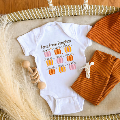 Farm Fresh Pumpkins Chart | Baby Graphic Short Sleeve Onesie