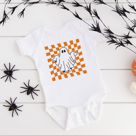 Checkered Ghost | Baby Graphic Short Sleeve Onesie