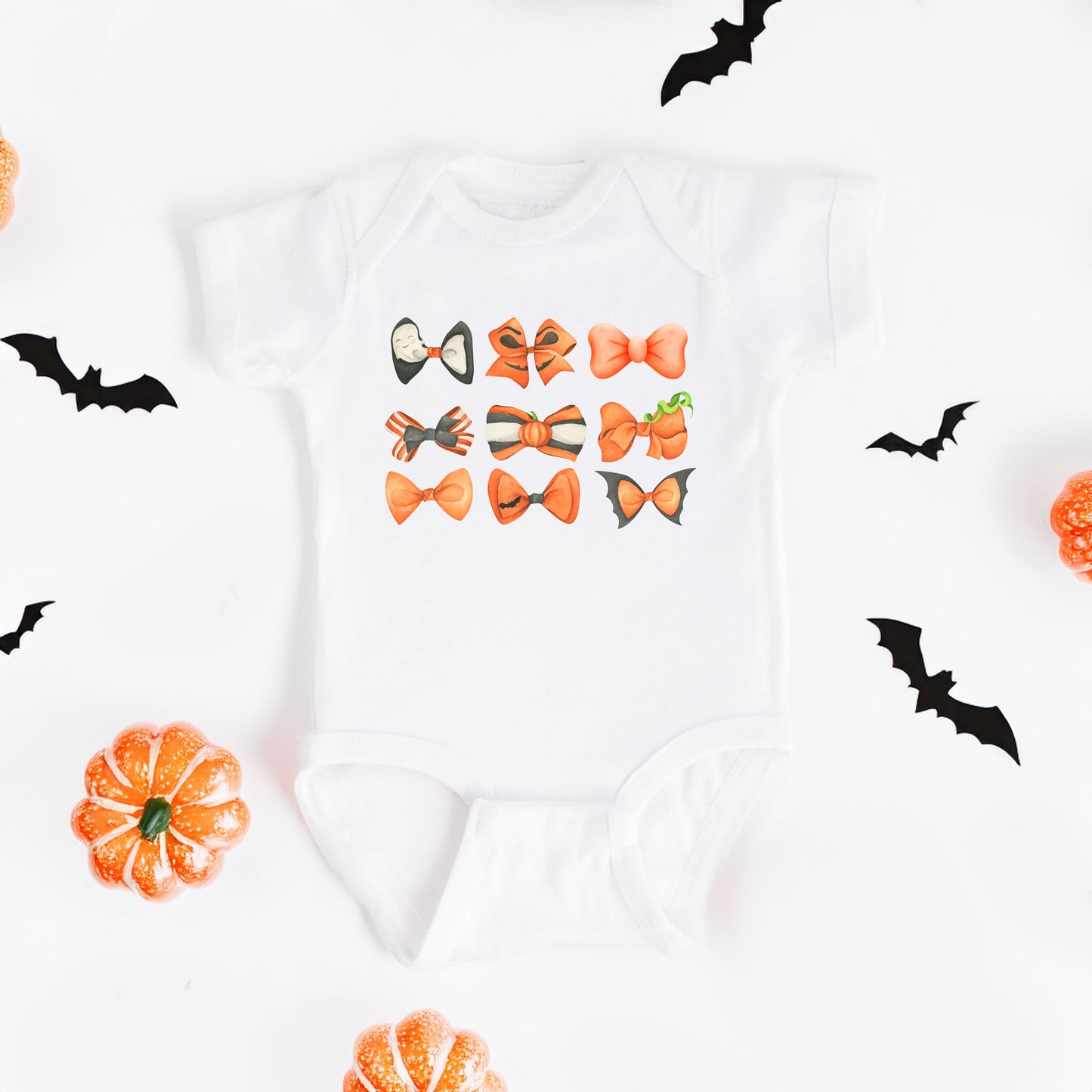 Coquette Girl Halloween Bow Chart | Baby Graphic Short Sleeve Onesie