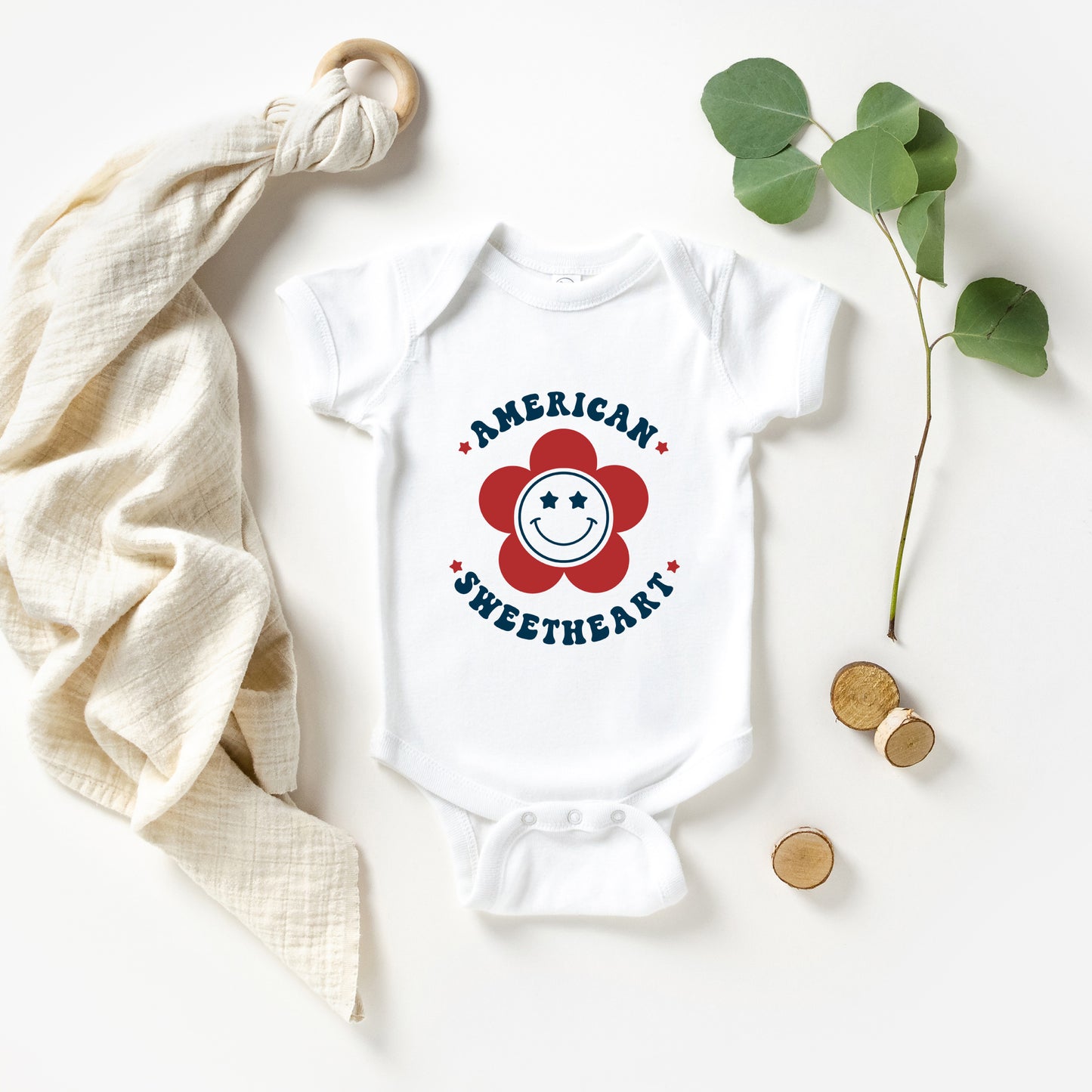 American Sweetheart Flower | Baby Graphic Short Sleeve Onesie