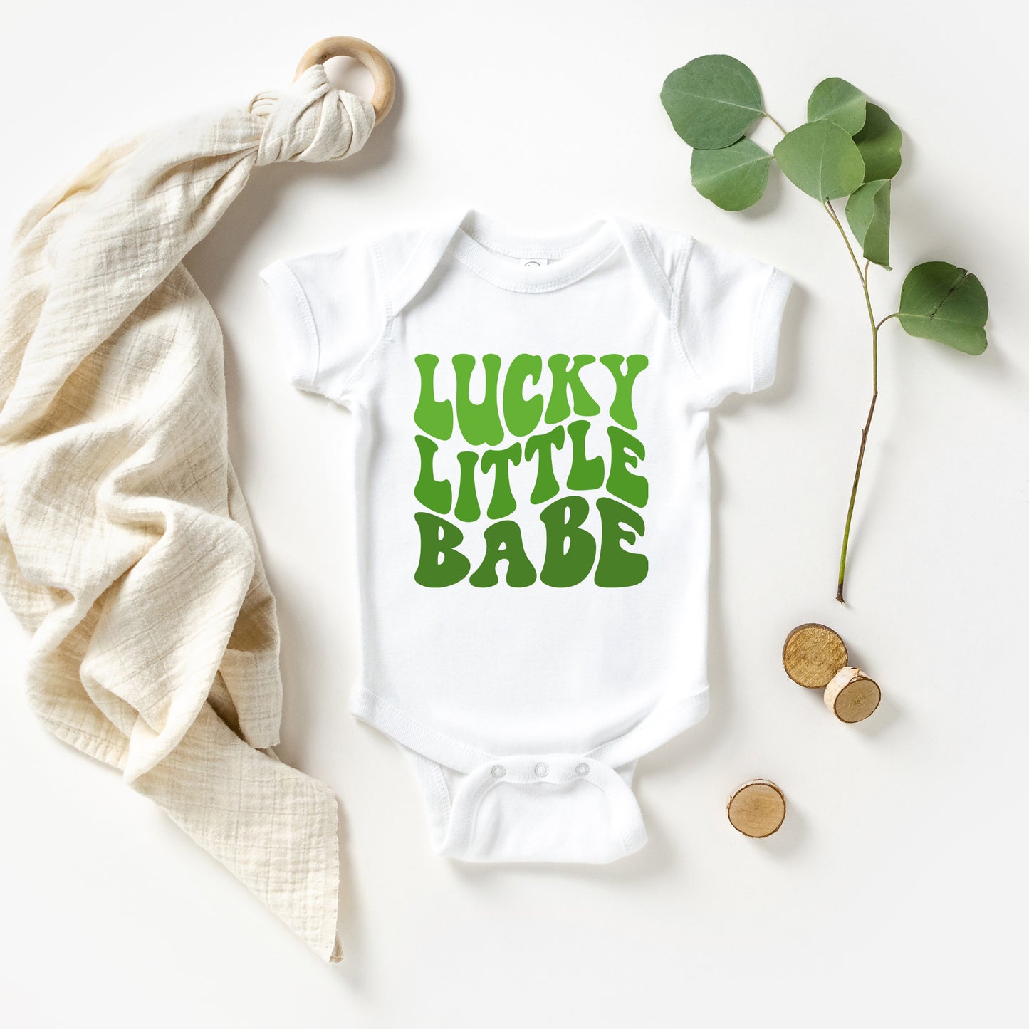 Lucky Little Babe Wavy | Baby Graphic Short Sleeve Onesie