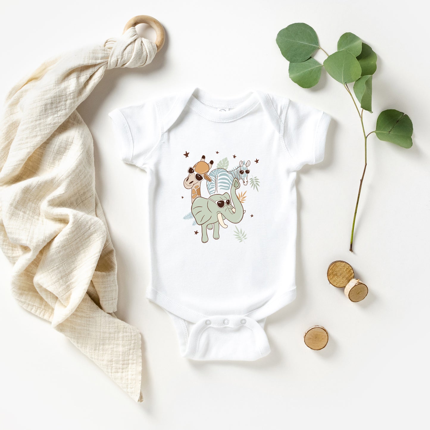 Wild One Animals | Baby Graphic Short Sleeve Onesie