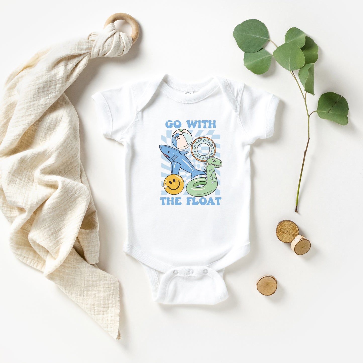 Go With The Float Blue | Baby Graphic Short Sleeve Onesie