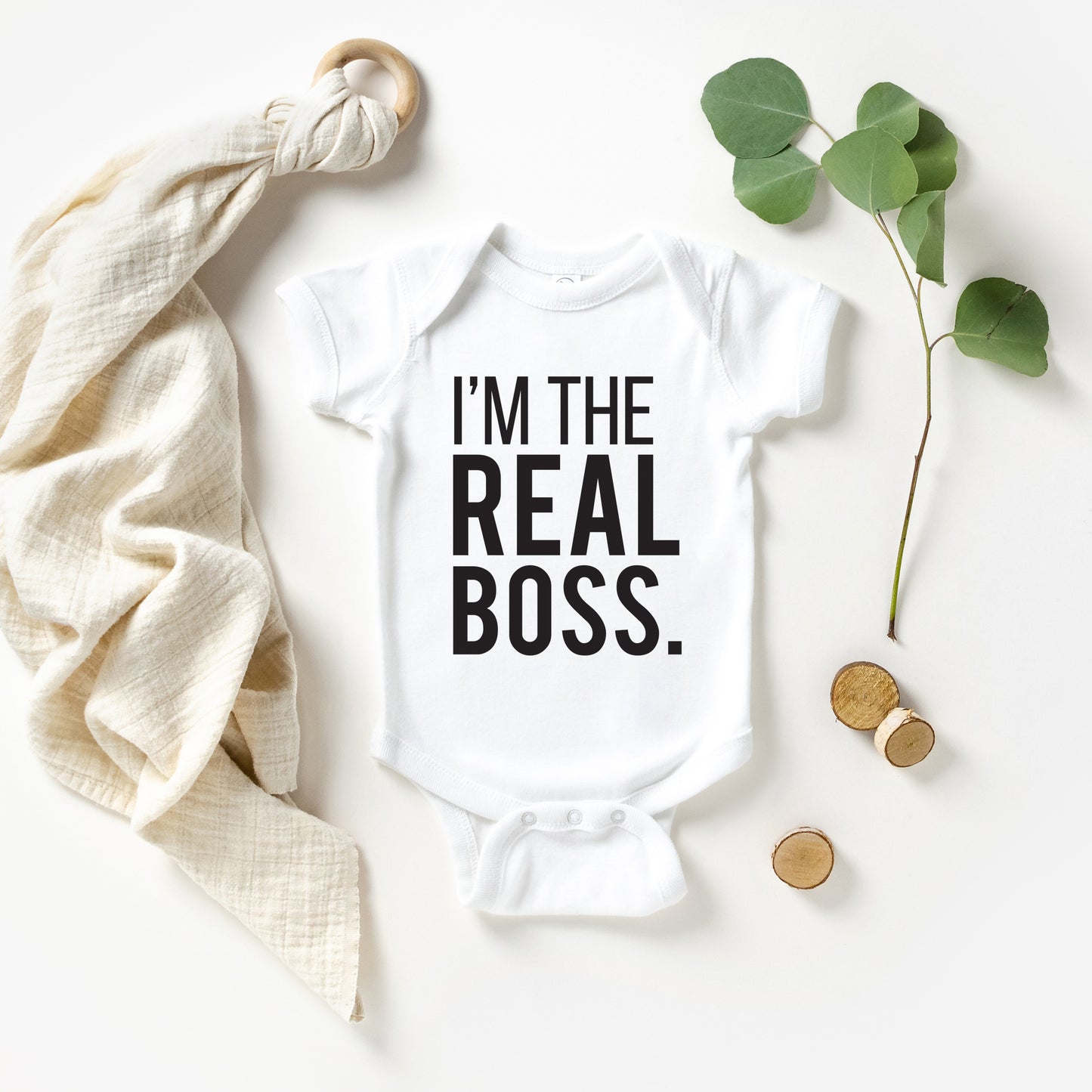 I'm The Real Boss | Baby Graphic Short Sleeve Onesie