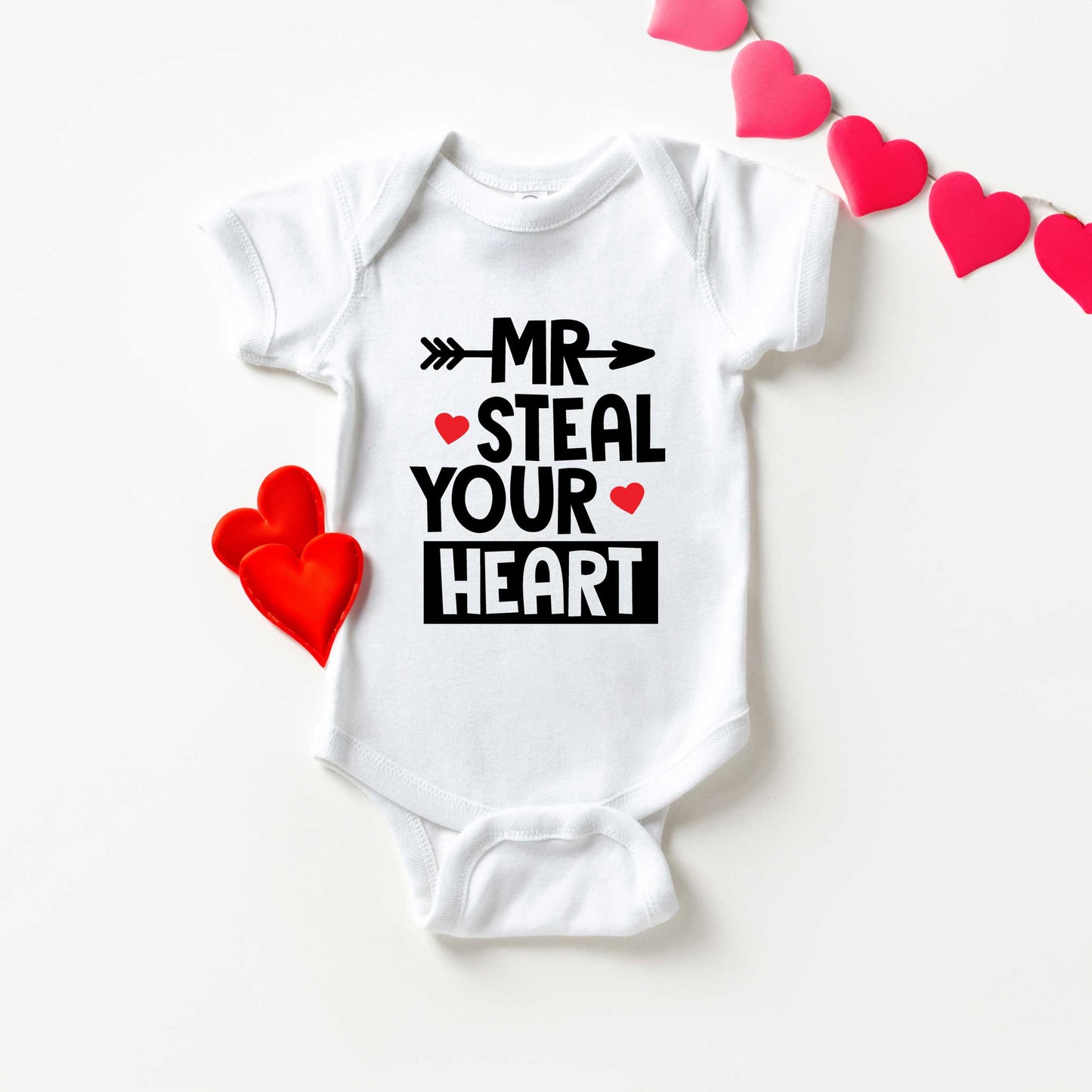 Mr. Steal Your Heart | Baby Graphic Short Onesie