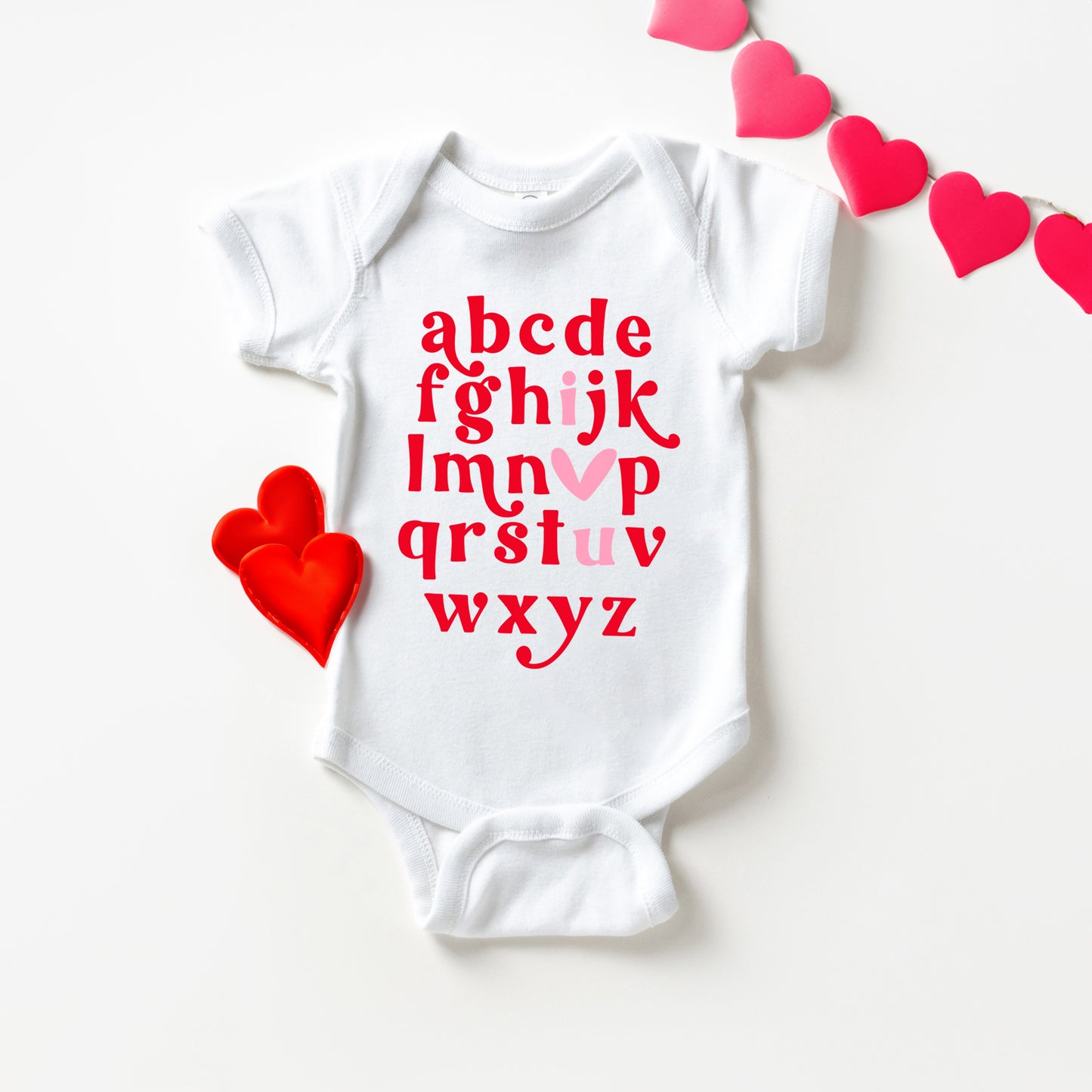 Vday Alphabet | Baby Graphic Short Sleeve Onesie