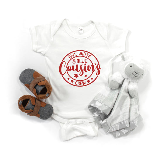 Red White And Blue Cousin's Crew | Baby Graphic Short Sleeve Onesie