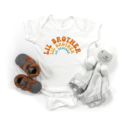 Lil Brother Stacked Curved | Baby Graphic Short Sleeve Onesie