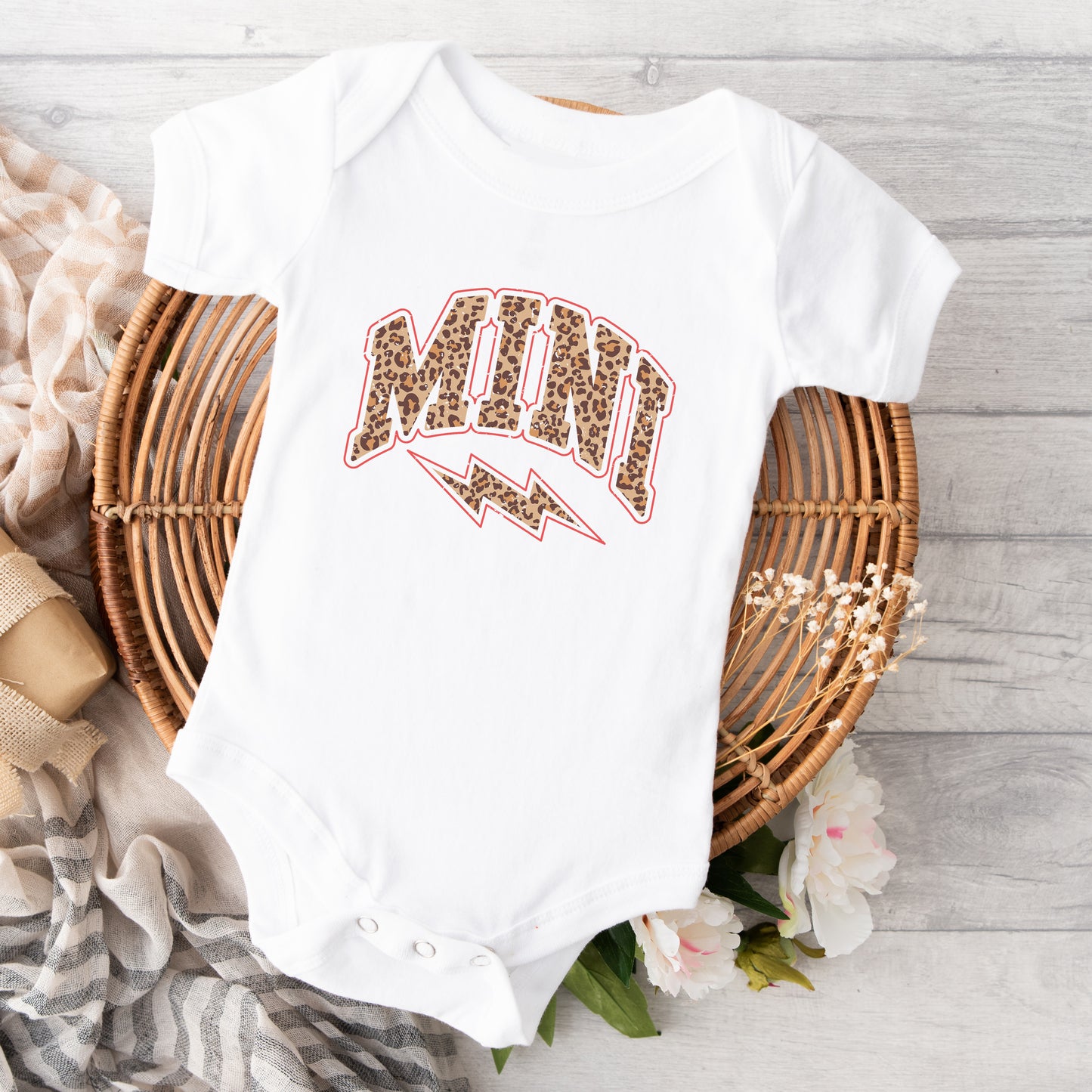 Mini Leopard Lightning Bolt | Baby Graphic Short Sleeve Onesie