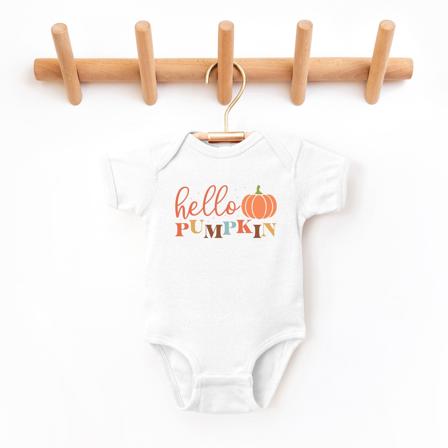 Cursive Hello Pumpkin | Baby Graphic Short Sleeve Onesie